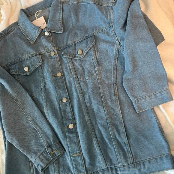 Oversized Denim Jean Jacket   New - Picture 1 of 6